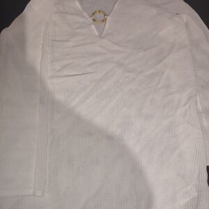 House of Harlow 1960 White Mesh Swim Coverup